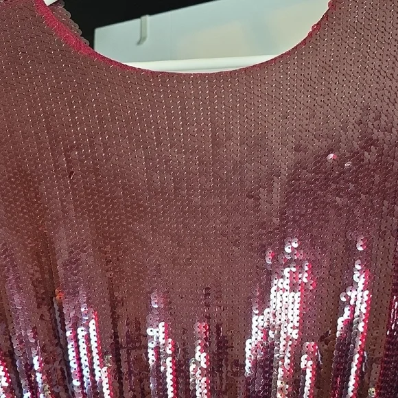 Express Sequin Midi Dress in Rich Burgundy - Picture 4 of 7